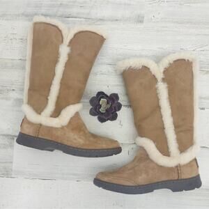 Ugg Katia Chestnut Tall Tan Sherpa Lined Mid Calf Suede Boots Waterproof 6